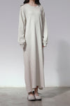 BASERANGE Waist-Drawstring Long Sleeve Dress DRSH Collection Portugal BAS-DRSH-CH-WI22-MIHUI Beige Gray